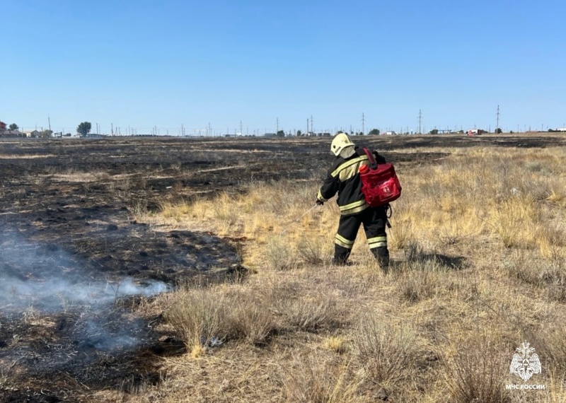 В пригороде Элисты ликвидировано возгорание сухой растительности